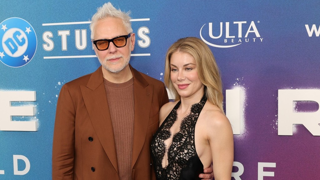 James Gunn’s Wife’s Plunging Lace Top Dips a Lot Lower Than Expected