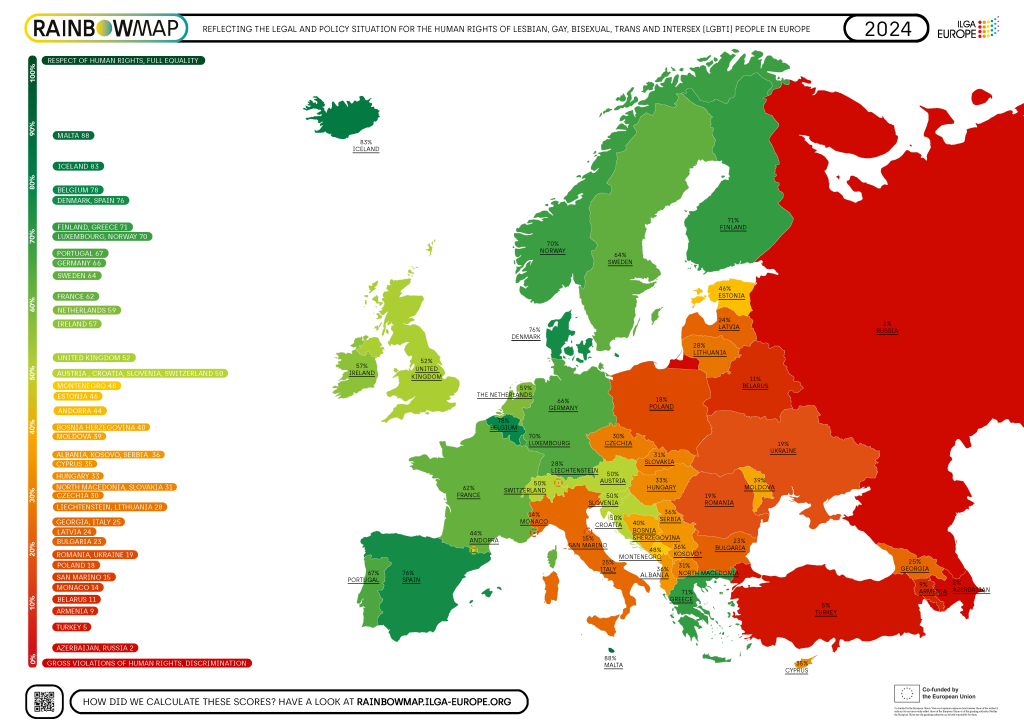 Every country in Europe was ranked for LGBTQ+ rights – and the UK has plummeted