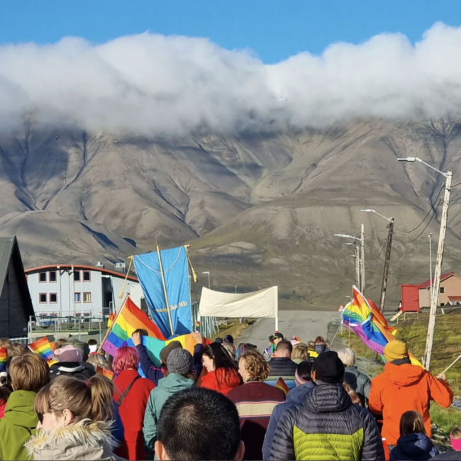 Its big woolly sweaters to celebrate  Pride in Longyearbyen in the Norwegian High Arctic.