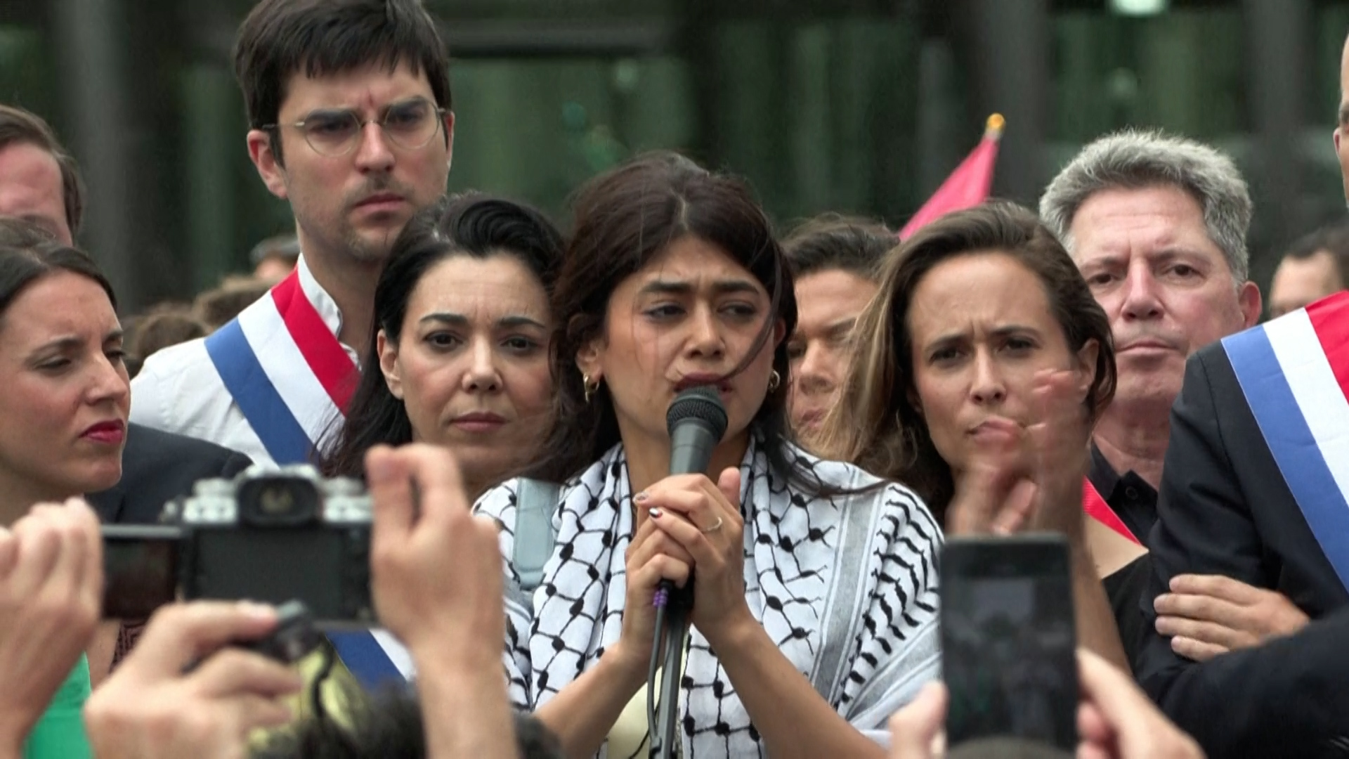 Pro-Palestine MEP Rima Hassan arrives at trial for ‘glorifying terrorism’