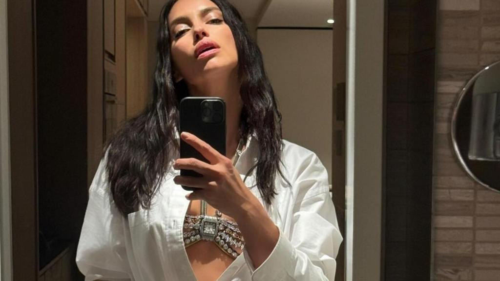 Irina Shayk Goes Pantless in Only Marella Blazer & High-Cut Bodysuit
