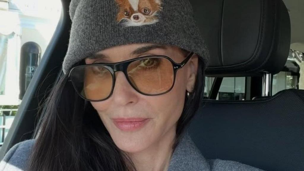 Demi Moore’s Balenciaga Micro Minidress With Scales Rides up Her Thighs