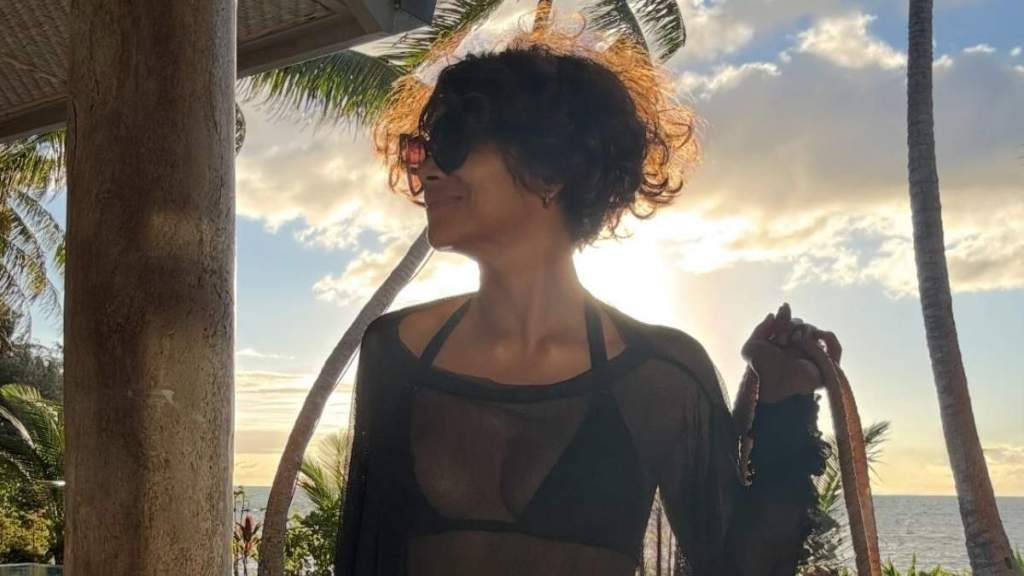 Halle Berry Flashes Her Cheeky Thong in Fully See-Through Cover-up