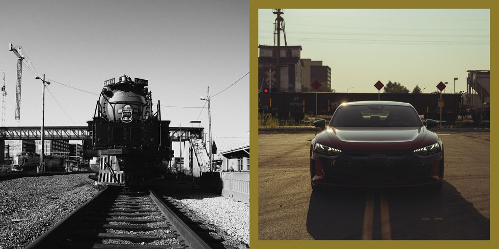 2022 Audi RS e-tron GT Chases the Union Pacific 'Big Boy'