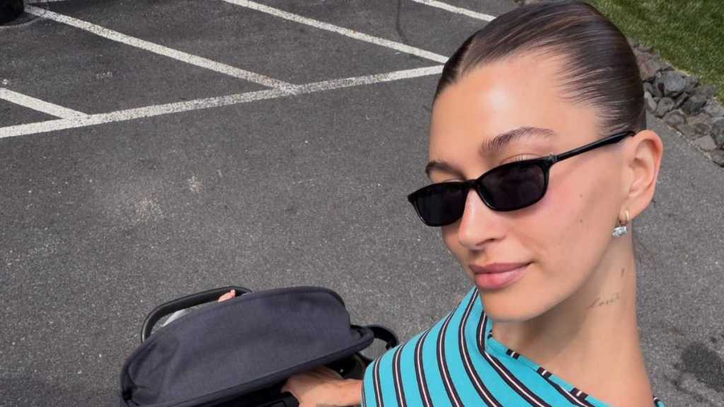 Hailey Bieber’s Lacy Micro Mini Dress Rides Dangerously High With Every Step