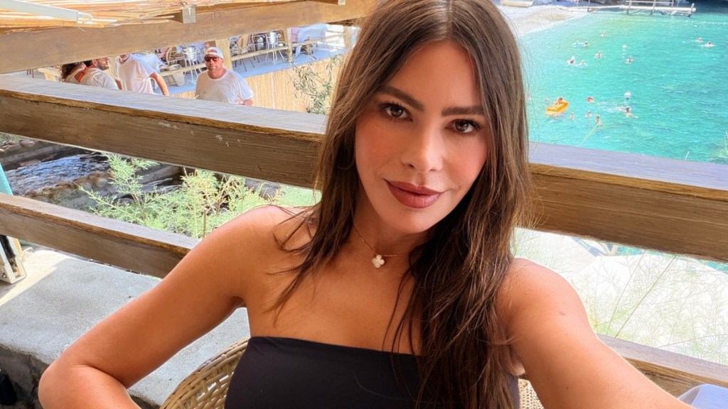 Sofia Vergara’s Thong Cheekily Peeks With a Body-Hugging Strapless Top