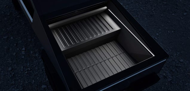 Tesla Cybertruck's Removable Range Extending Battery Pack Takes Up 1/3 Of The Bed
