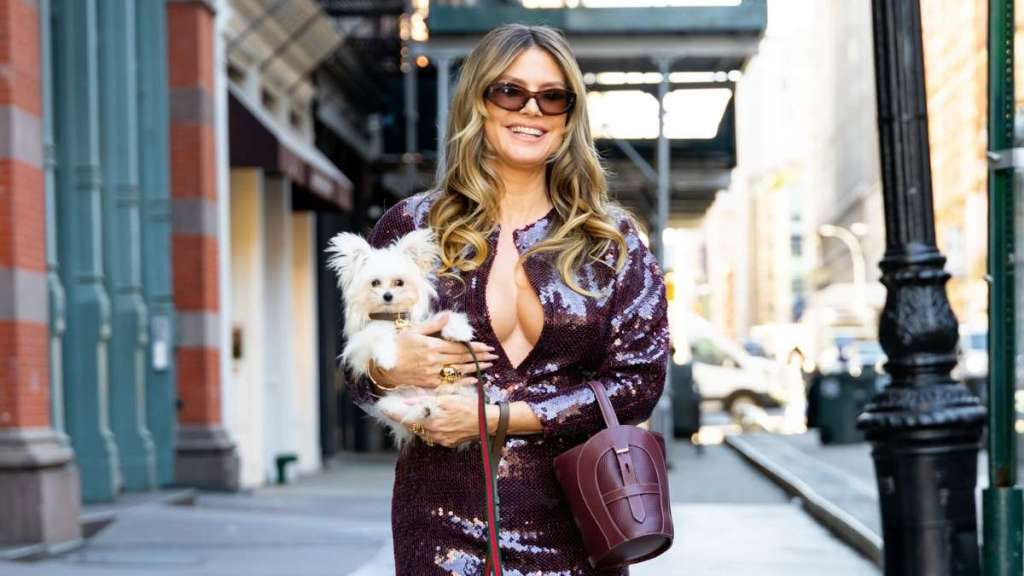 Heidi Klum Has Legs for Days in La DoubleJ Silk Micro Minidress