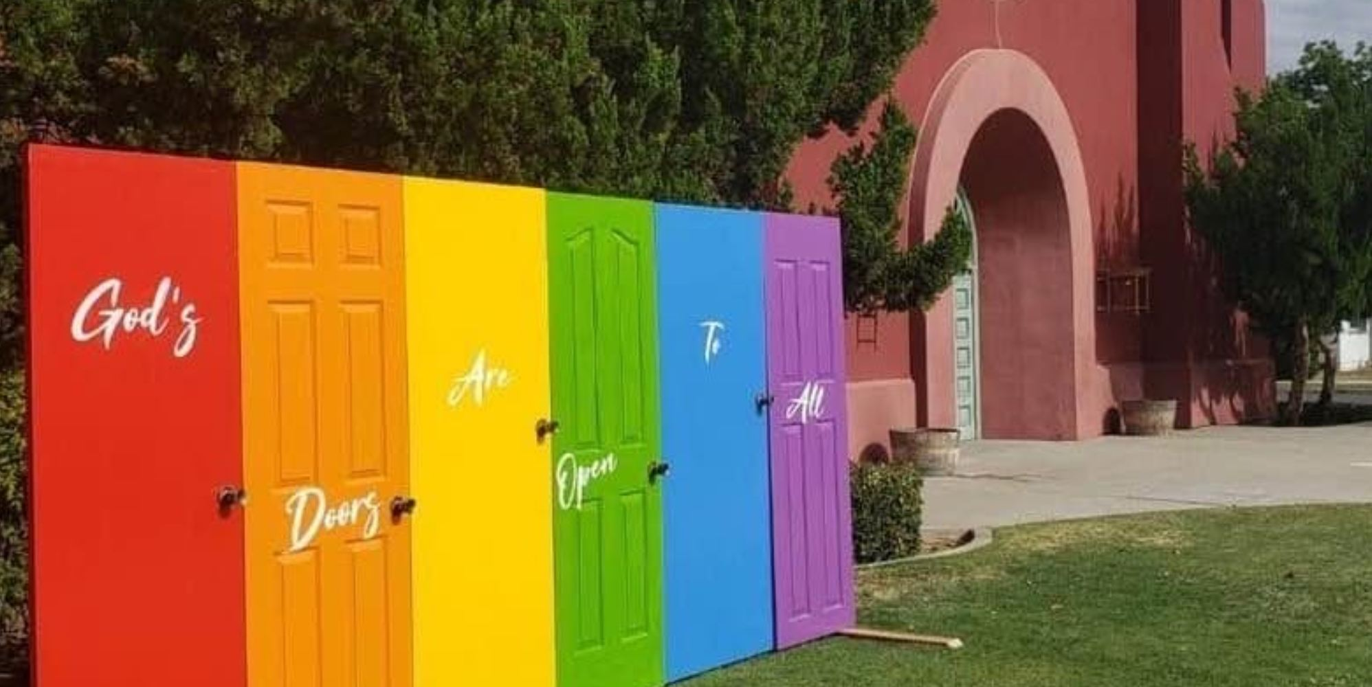 Church’s Pride-themed ‘God’s doors are open to all’ display vandalised