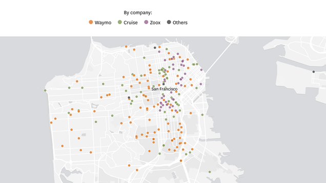 A New Map Shows Every Autonomous Car Crash In San Francisco Since 2022