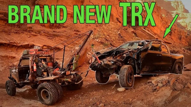 Ram TRX Driver Somehow Survives A 100-Foot Fall Off Moab Cliff