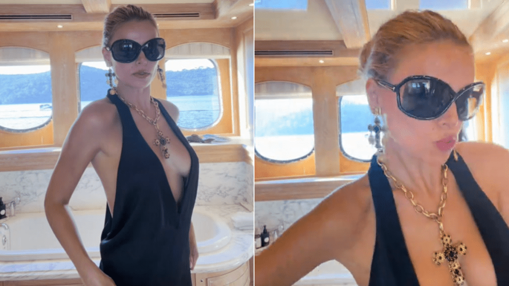 Brooks Nader Runs Hands Over Her Curves in Wildly Plunging Dress