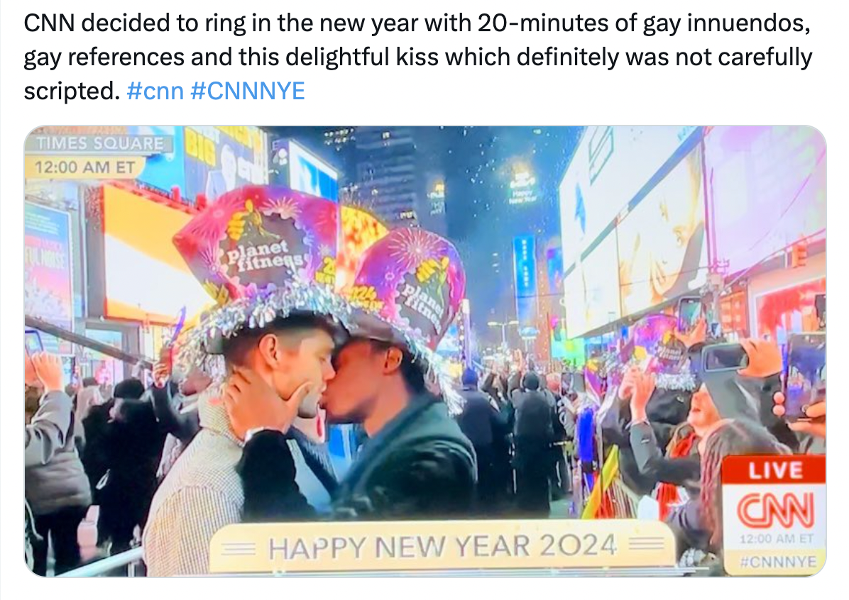 CNN airs interracial gay kiss on New Year’s Eve, and bigots are losing their tiny minds
