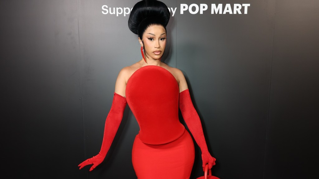 Cardi B’s Red-Hot Sculptural Look Leaves Her Tattooed Back Fully Exposed