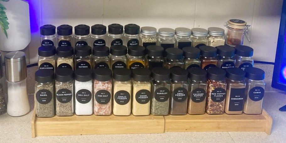 Get 24 Large Glass Spice Jars w/ Labels for Only $16.99 on Amazon