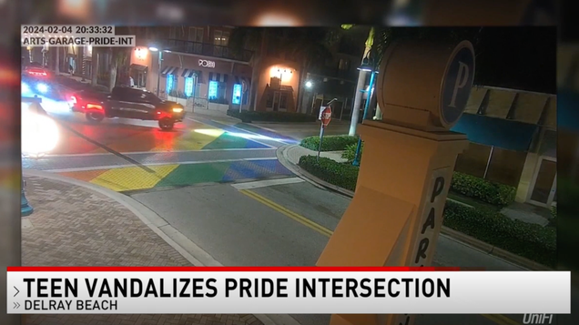 Florida Man Arrested For Vandalizing Crosswalk Pride Mural With Multiple Sad Little Burnouts